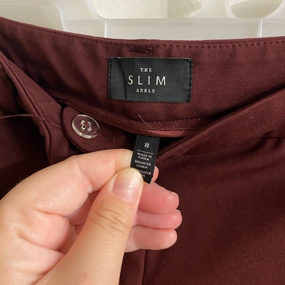 White House Black Market Slim Burgundy Pants size 8 - Picture 3 of 9